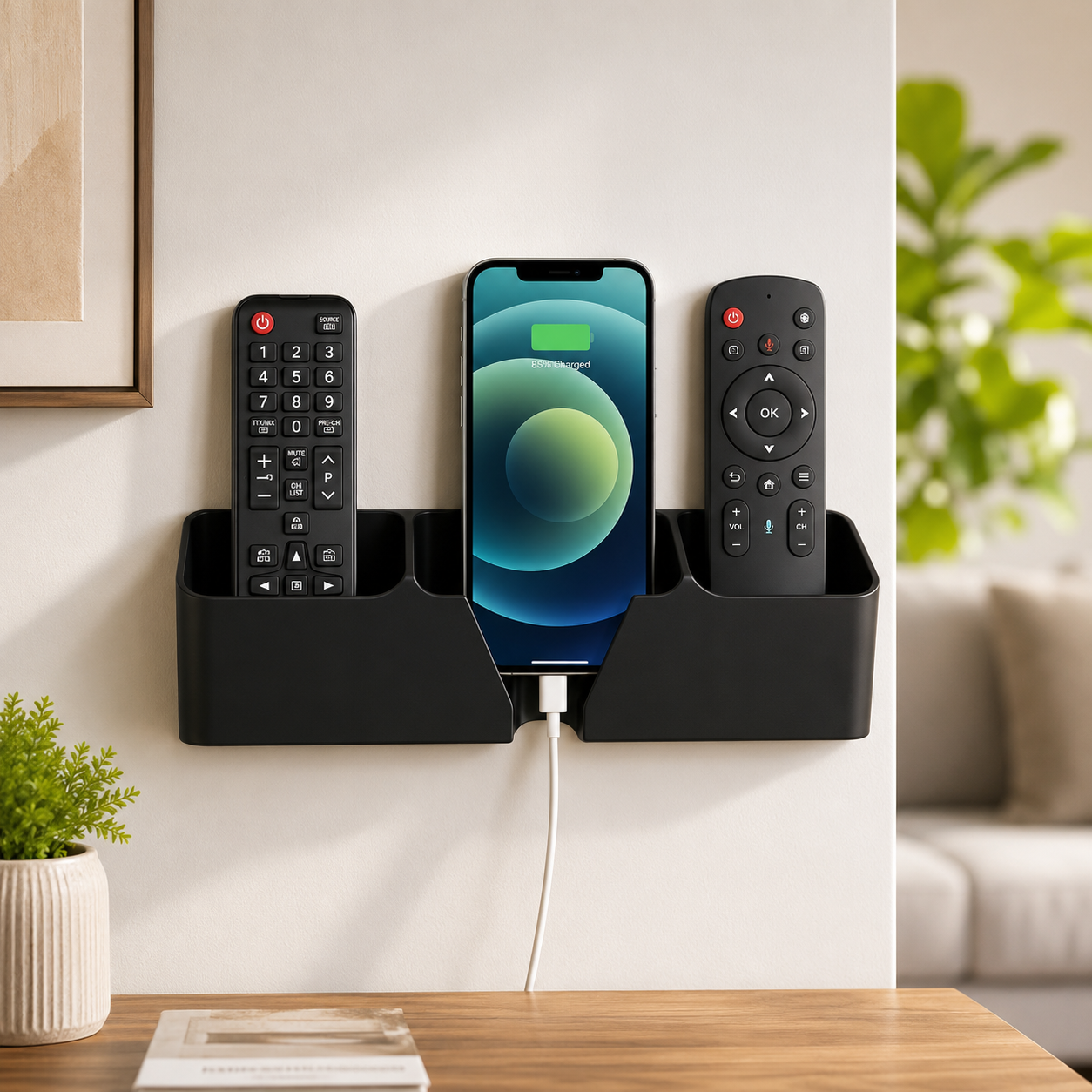 Organizador controles e celular